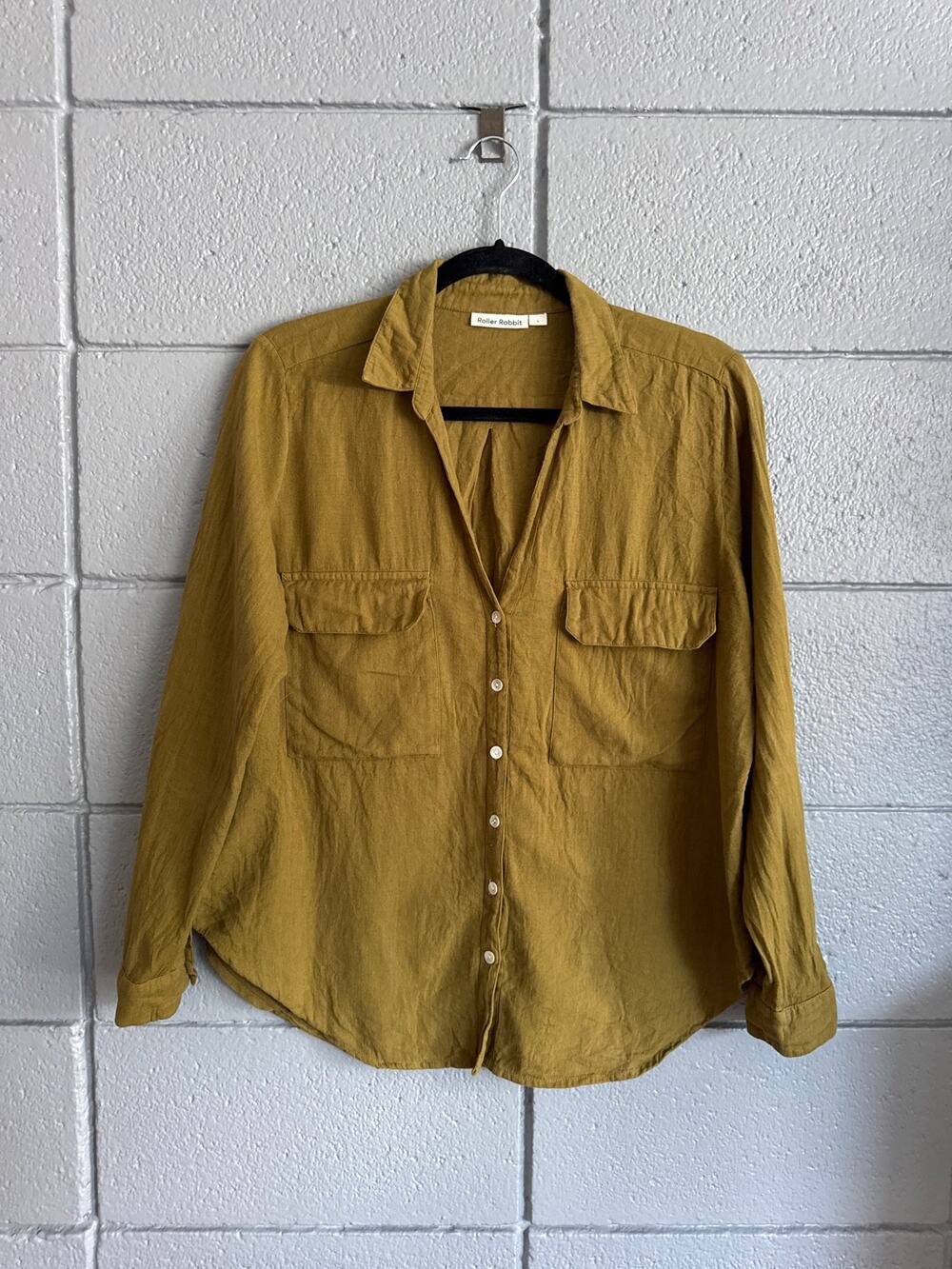 Roller Rabbit 100% Cotton Button Front Top size L